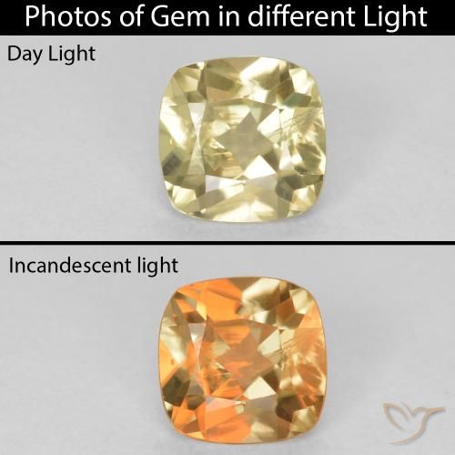 1.20ct Natural Light Yellow Color-Change Diaspore, Cushion, VS