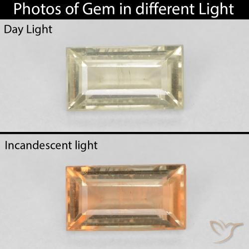 0.53ct Natural Light Yellow Color-Change Diaspore, Baguette, VS