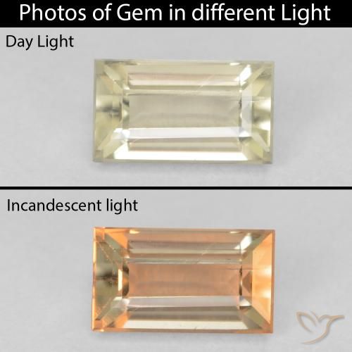 0.90ct Natural Very Light Yellow Color-Change Diaspore, Baguette, VS