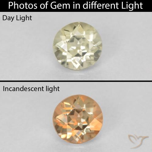 0.30ct Natural Light Yellow Color-Change Diaspore, Round, VS
