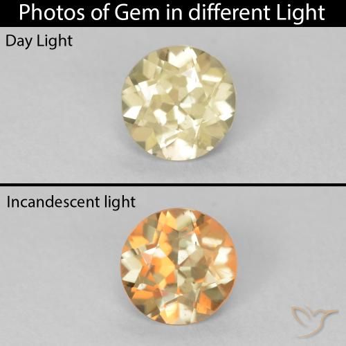 0.57ct Natural Light Yellow Color-Change Diaspore, Round, VS
