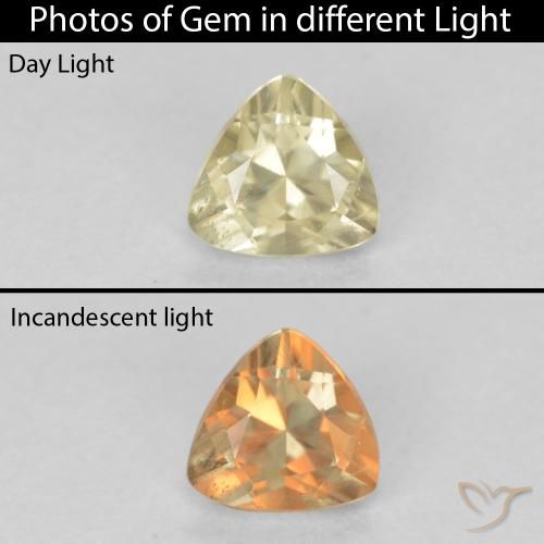 0.42ct Natural Light Yellow Color-Change Diaspore, Trillion, VS