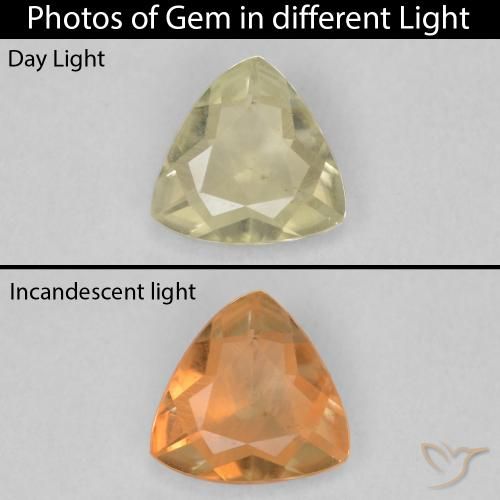 0.55ct Natural Yellow Beige Color-Change Diaspore, Trillion, VS