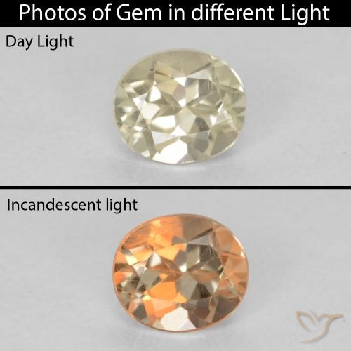 0.60ct Natural Light Yellow Color-Change Diaspore, Oval, VS