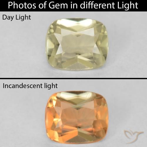 0.56ct Natural Light Yellow Color-Change Diaspore, Cushion, VVS