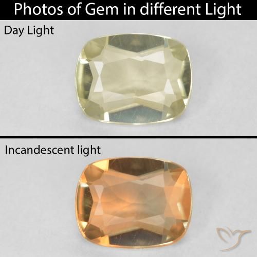 0.50ct Natural Light Yellow Color-Change Diaspore, Cushion, VVS