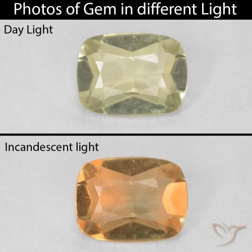 0.76ct Natural Light Yellow Color-Change Diaspore, Cushion, VVS