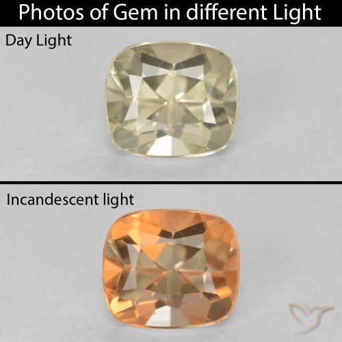 0.68ct Natural Light Yellow Color-Change Diaspore, Cushion, VVS