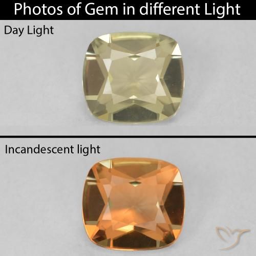 0.68ct Natural Light Yellow Color-Change Diaspore, Cushion, VVS