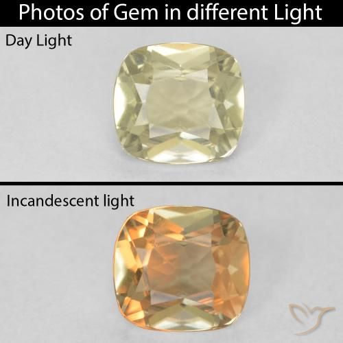 1.04ct Natural Light Yellow Color-Change Diaspore, Cushion, VVS