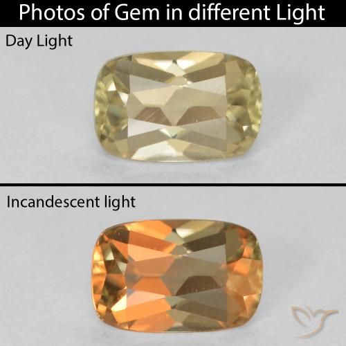 1.01ct Natural Light Yellow Color-Change Diaspore, Cushion, VVS
