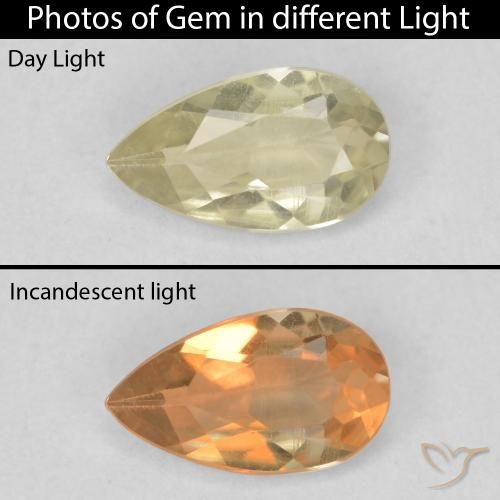 0.54ct Natural Light Yellow Color-Change Diaspore, Pear Shape, VVS-VS
