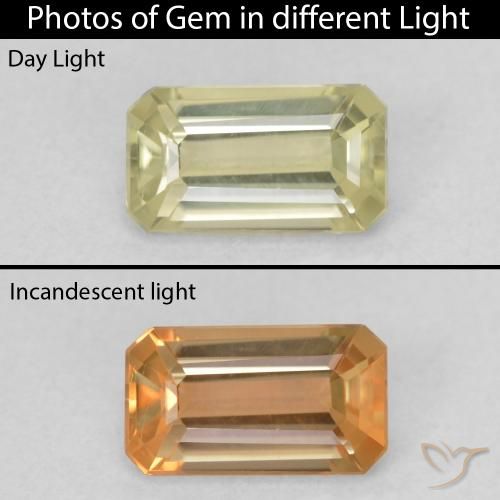 0.88ct Natural Light Yellow Color-Change Diaspore, Emerald Cut, VVS-VS