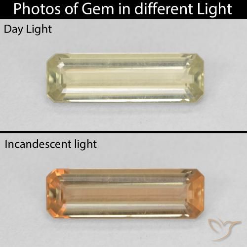 1.26ct Natural Light Yellow Color-Change Diaspore, Emerald Cut, VVS-VS