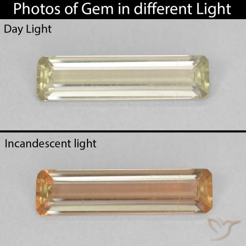 1.12ct Natural Very Light Yellow Color-Change Diaspore, Emerald Cut, VVS-VS
