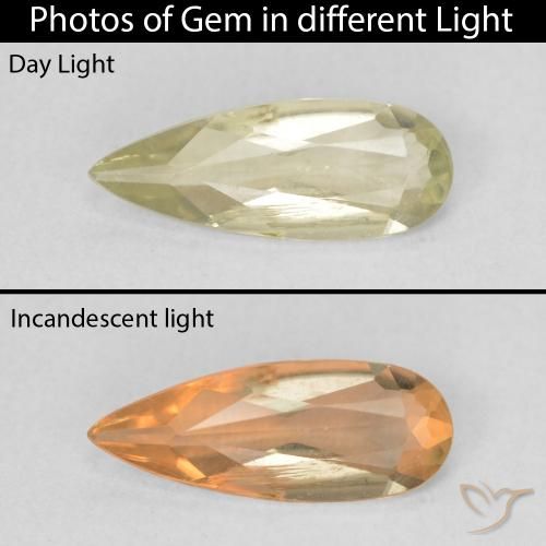 1.08ct Natural Light Yellow Color-Change Diaspore, Pear Shape, VS