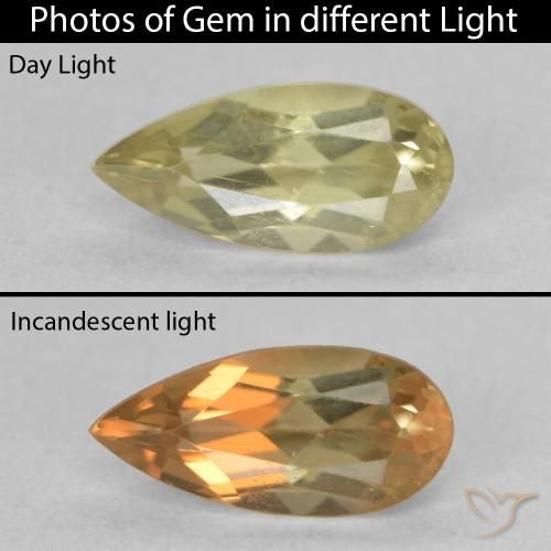 0.99ct Natural Light Yellow Color-Change Diaspore, Pear Shape, VS