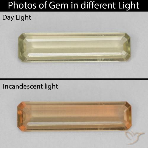 1.40ct Natural Light Yellow Color-Change Diaspore, Emerald Cut, VS