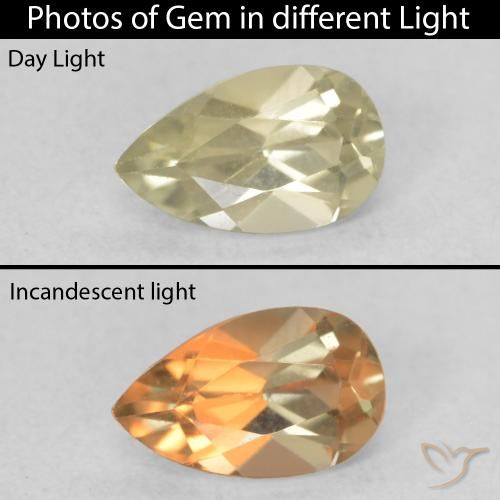 0.49ct Natural Mellow Yellow Color-Change Diaspore, Pear Shape, VVS