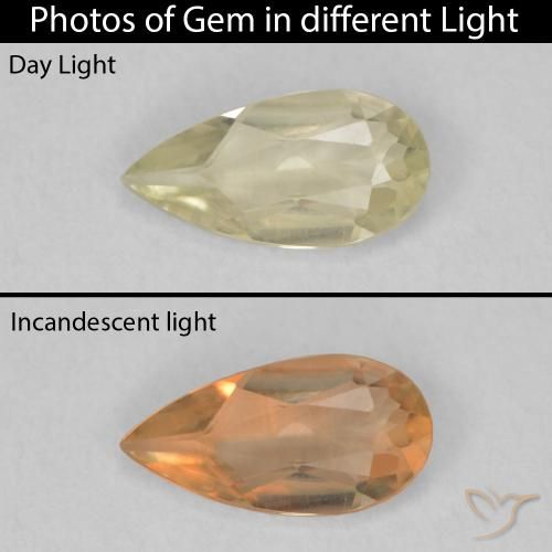 0.71ct Natural Light Yellow Color-Change Diaspore, Pear Shape, VVS