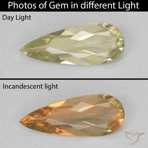 0.61ct Natural Light Yellow Color-Change Diaspore, Pear Shape, VVS