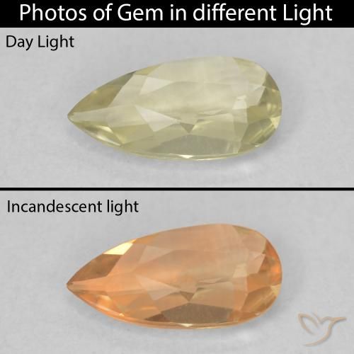 0.46ct Natural Light Yellow Color-Change Diaspore, Pear Shape, VVS