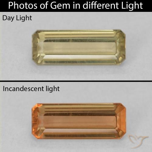 1.20ct Natural Light Yellow Color-Change Diaspore, Emerald Cut, VVS