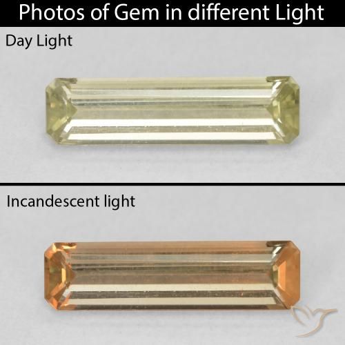 1.26ct Natural Mellow Yellow Color-Change Diaspore, Emerald Cut, VVS