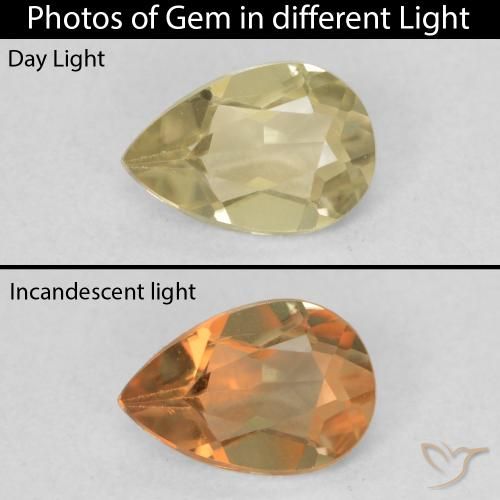 0.61ct Natural Light Yellow Color-Change Diaspore, Pear Shape, VVS