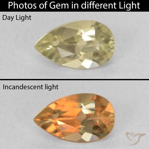 0.64ct Natural Light Yellow Color-Change Diaspore, Pear Shape, VS-SI
