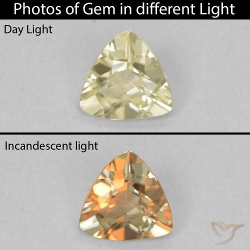 0.31ct Natural Light Yellow Color-Change Diaspore, Trillion, VVS