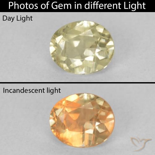 0.76ct Natural Light Yellow Color-Change Diaspore, Oval, VS-SI
