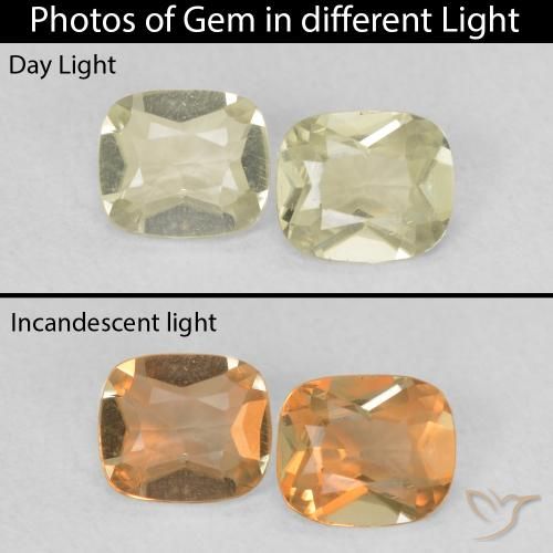 0.73ctw Natural Light Yellow Color-Change Diaspore, Cushion, VS