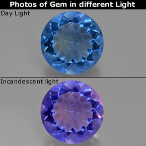 10.49 ct Multicolor Color-Change Fluorite Gemstone, Color-Change Fluorite Gem in Round Facet Shape for Sale.
