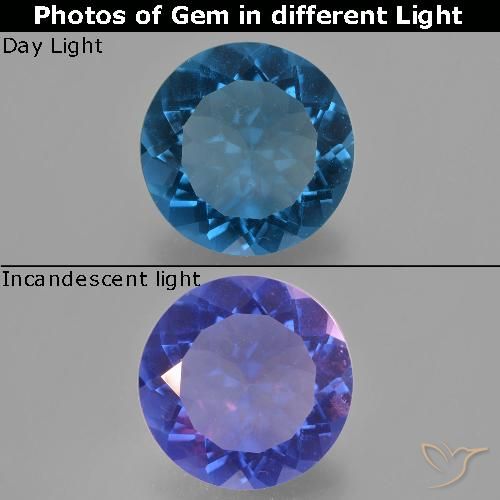 Fluorite ronde à changement de couleur de 9,65 ct, 14 mm du Brésil, Photo A