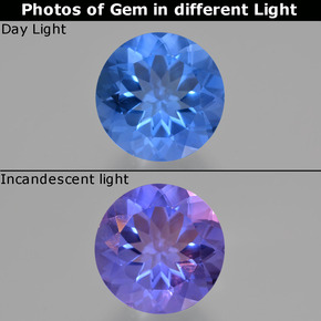 14.16 ct Blue Color-Change Fluorite Gemstone, Color-Change Fluorite Gem in Round Facet Shape for Sale.