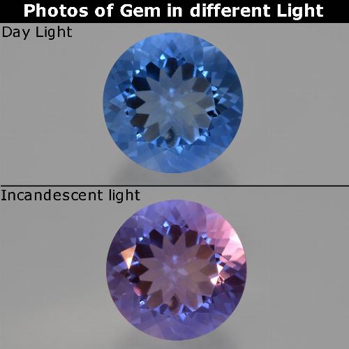Fluorita con Cambio de Color Azul marino Circular de 14.26 ct de Brasil, dimensión 15mm, piedra preciosa natural No tratado, claridad VS, Fluorita con Cambio de Color Faceta Redonda de 1 pieza, dureza de Mohs de 4 - 4 , Photo A