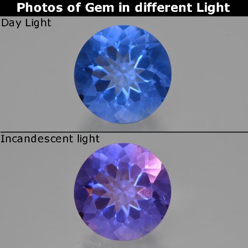 Dark Blue Color-Change Fluorite Gem - 14ct Round Facet (ID: 413690)
