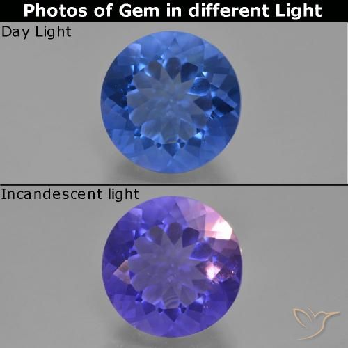 Fluorite ronde à changement de couleur de 10,65 ct, 13,9 mm du Brésil, Photo A