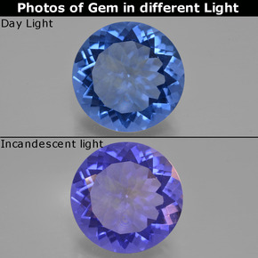 12.24 ct  Color-Change Fluorite Gemstone, Color-Change Fluorite Gem in Round Facet Shape for Sale.