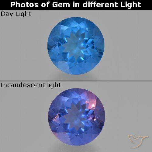 Fluorite ronde à changement de couleur de 12,83 ct, 14,1 mm du Brésil, Photo A