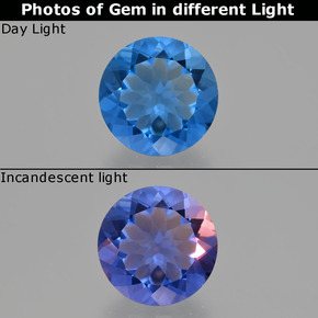 10.70 ct Blue Color-Change Fluorite Gemstone, Color-Change Fluorite Gem in Round Facet Shape for Sale.