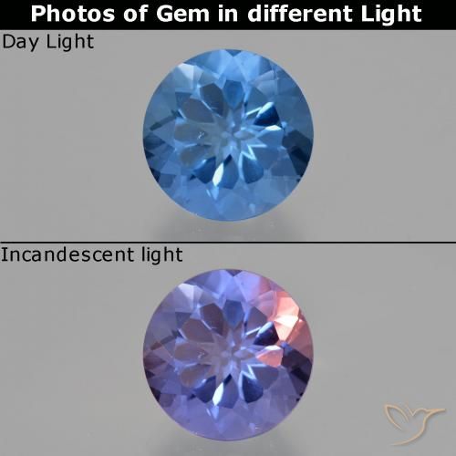 Fluorite a cambiamento di colore a taglio rotondo da 11,28 ct, 14 mm dal Brasile, Photo A