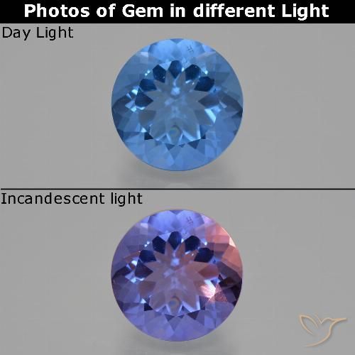 11.06ct Natural Intense Navy Blue Color-Change Fluorite, Round, VS