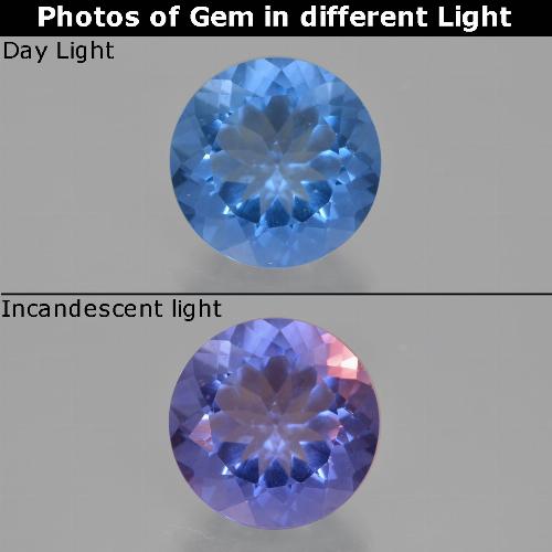 Navy Blue Флюорит, Меняющий Цвет Камень - 11.3ct Круглая Фасетная Огранка (ID: 413714)