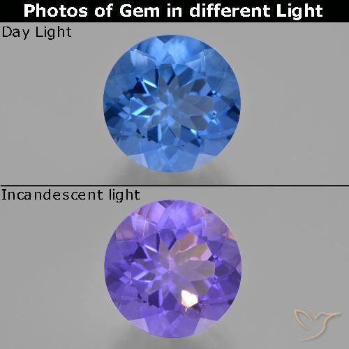 Fluorite ronde à changement de couleur de 12,13 ct, 14,1 mm du Brésil, Photo A