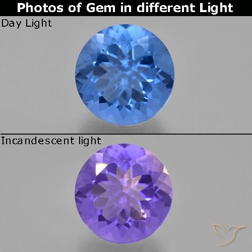 Fluorite ronde à changement de couleur de 11,75 ct, 14,1 mm du Brésil, Photo A