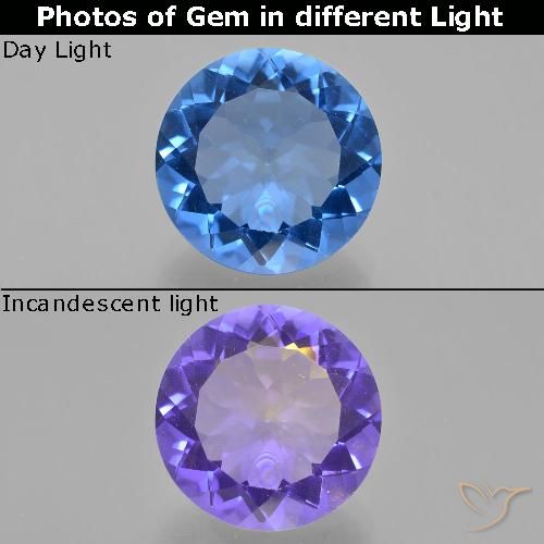 12.64ct Natural Bright Blue Color-Change Fluorite, Round, VS