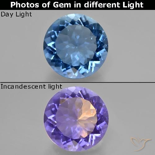 Fluorite ronde à changement de couleur de 12,28 ct, 14,9 mm du Brésil, Photo A