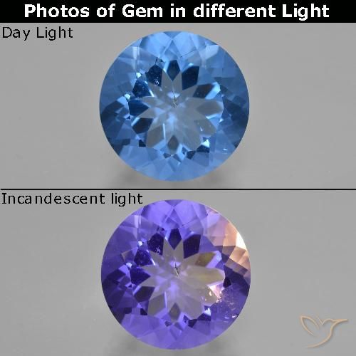 Fluorite ronde à changement de couleur de 13,49 ct, 14,9 mm du Brésil, Photo A